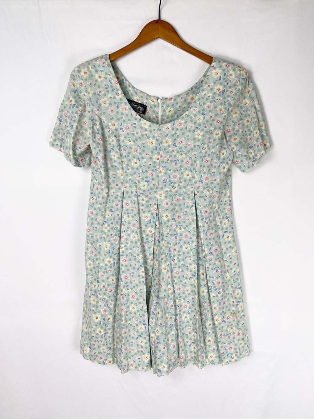 All That Jazz 90s Vintage Floral MIDI Dress Scoop Neck Green Size 5/6